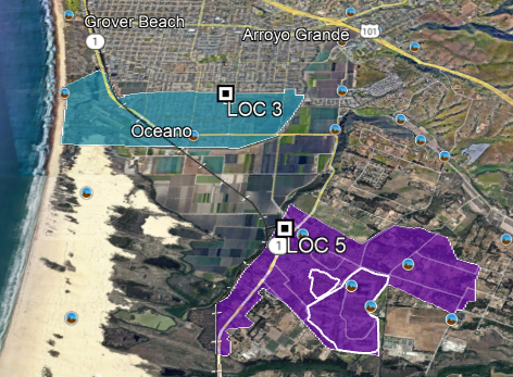 This is a picture of the areas in and around Oceano where drone mapping will happen  Click to view article, Drone Mapping Happening This Week for Broadband Expansion
