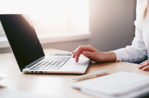 Business person working on a laptop