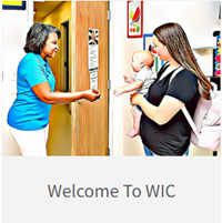 WIC Counsellor helping a parent holding her baby