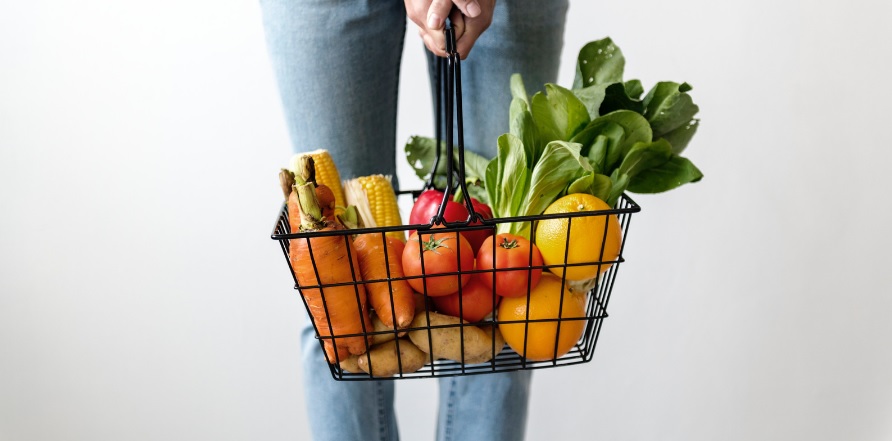Basket of vegetables & fruit