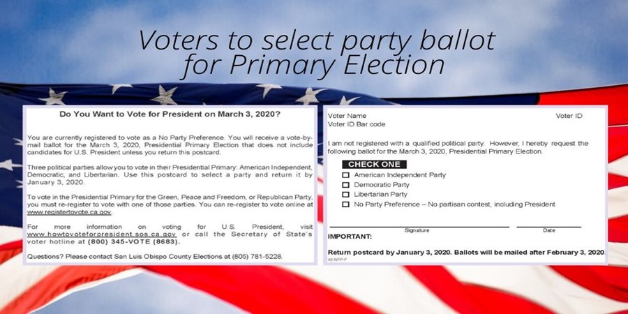 No Party Preference cards mailed to No Party Preference registered voters
