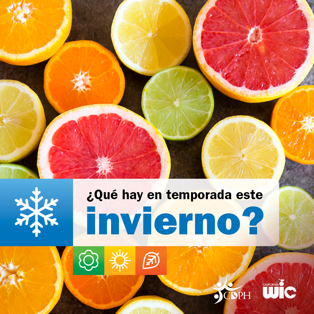 Varios cítricos. El texto dice: "¿Qué hay en temporada este invierno?"