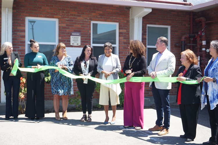 Staff gathered at the SLO Sobering Center Ribbon Cutting on June 21, 2024