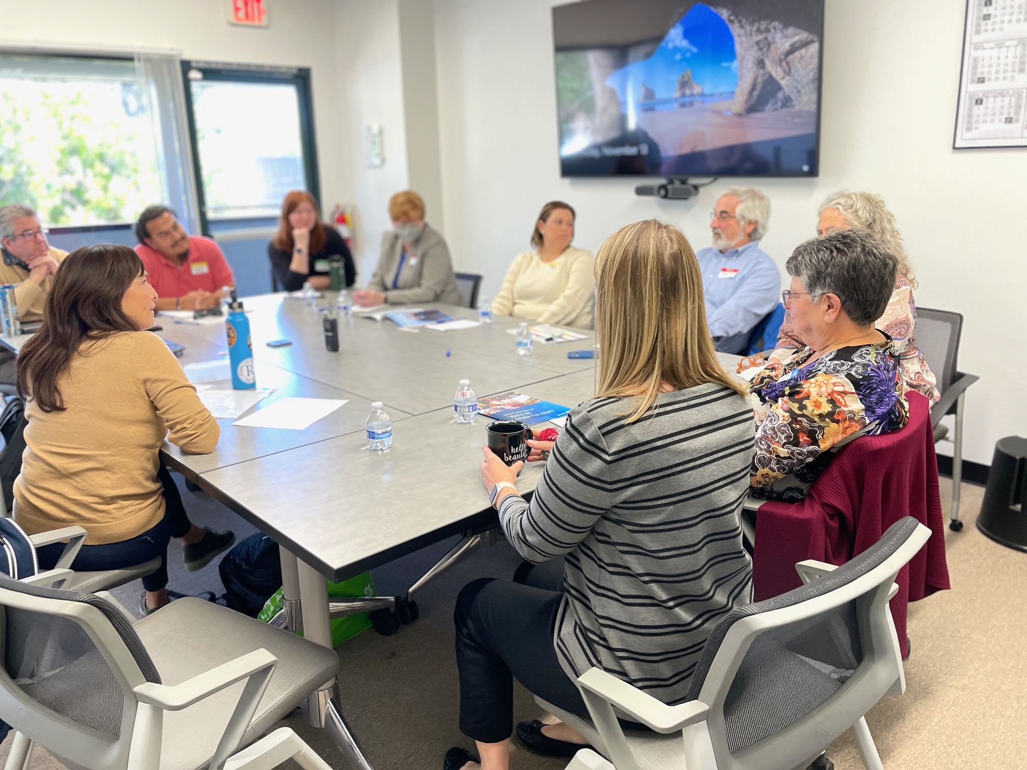 A group sitting around a table