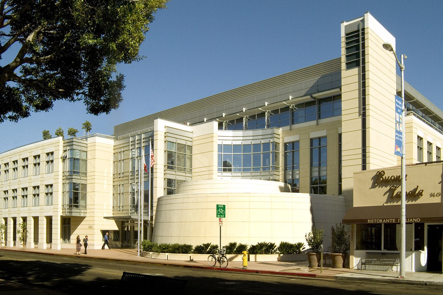 The County of San Luis Obispo New Government Center located at the corner of Monterey Street and Santa Rosa in San Luis Obispo