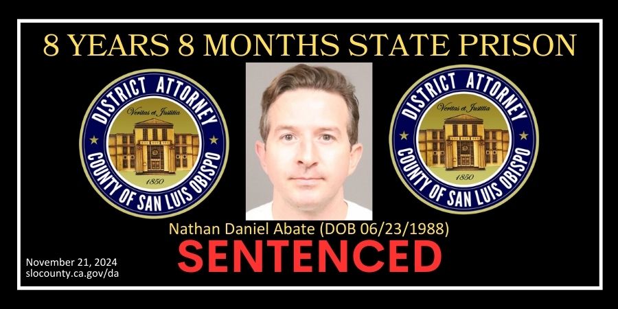 Nathan Daniel Abate (DOB 06/23/1988) Booking Photo (10/18/2024) Sentenced